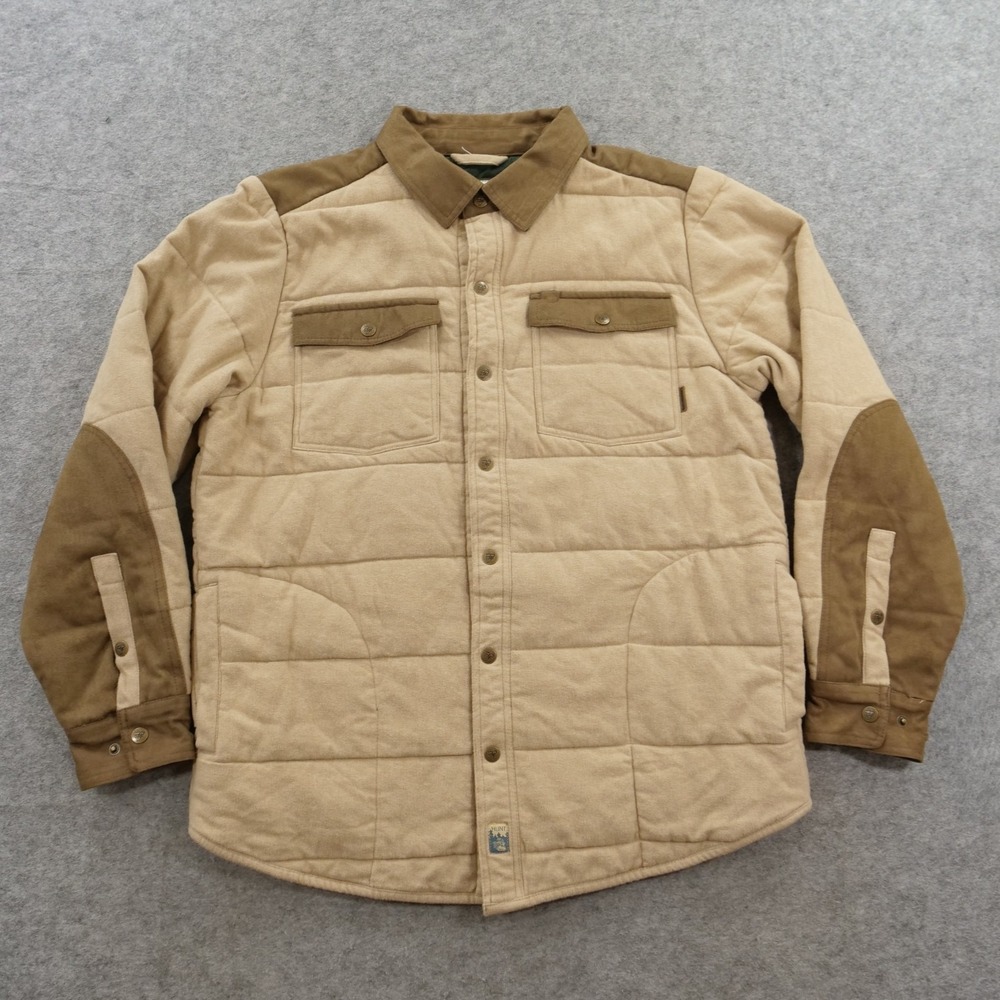 Legendary Whitetails Quilted Shirt Jacket Mens Large Beige Elbow Patch